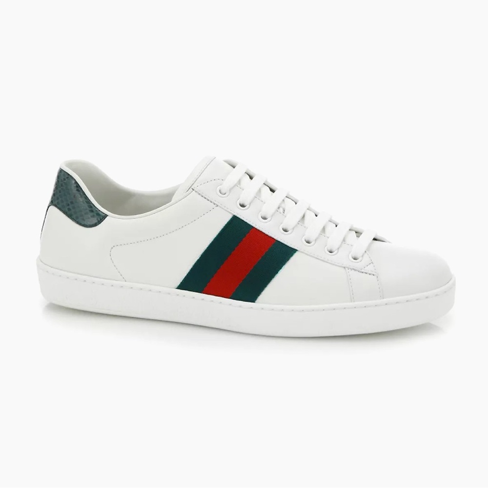 Men’s Gucci New Ace Crocodile-Embossed Sneakers